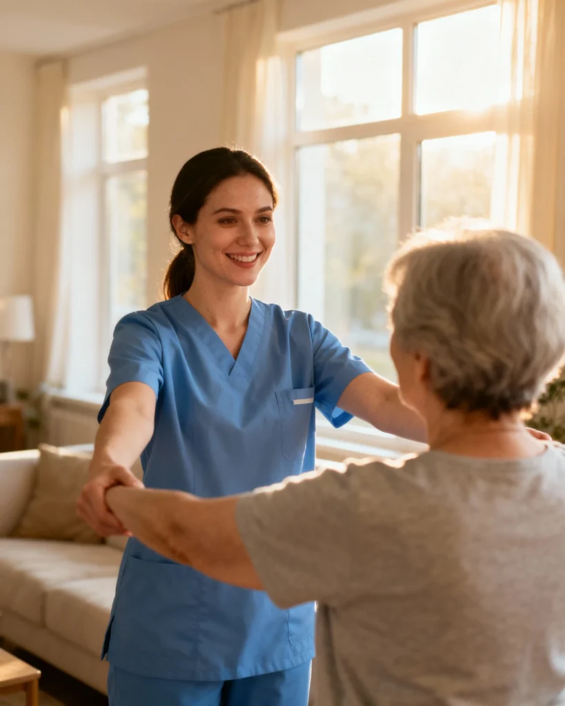PSW working with client in home care Toronto