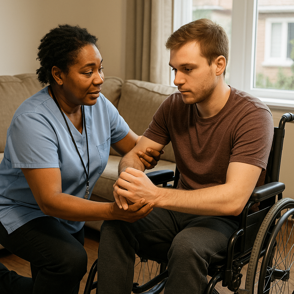 PSW helping client